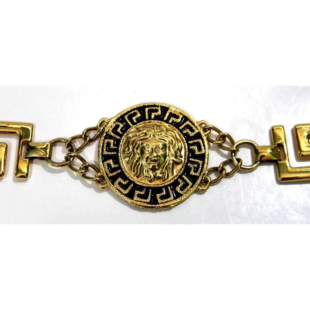 Gianni Versace Like Gold Tone Medusa Women's Chain Belt Designer Vintage Fashion - Picture 11 of 11